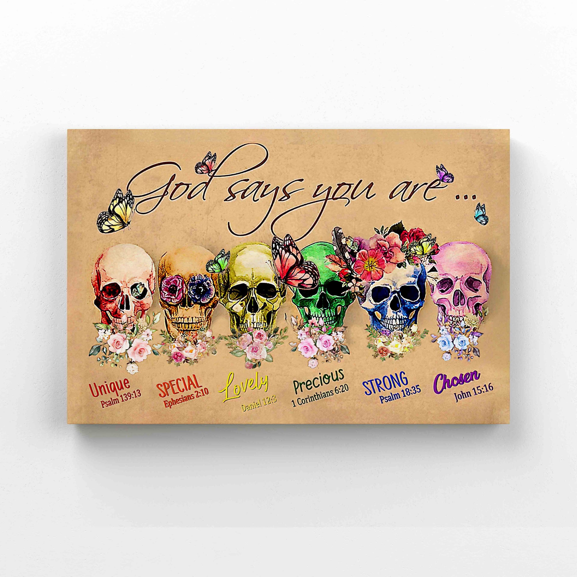 God Says You Are Canvas, God Canvas, Flower Skull Canvas, Gift Canvas