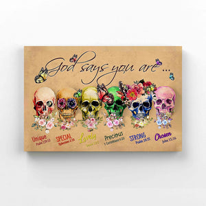 God Says You Are Canvas, God Canvas, Flower Skull Canvas, Gift Canvas