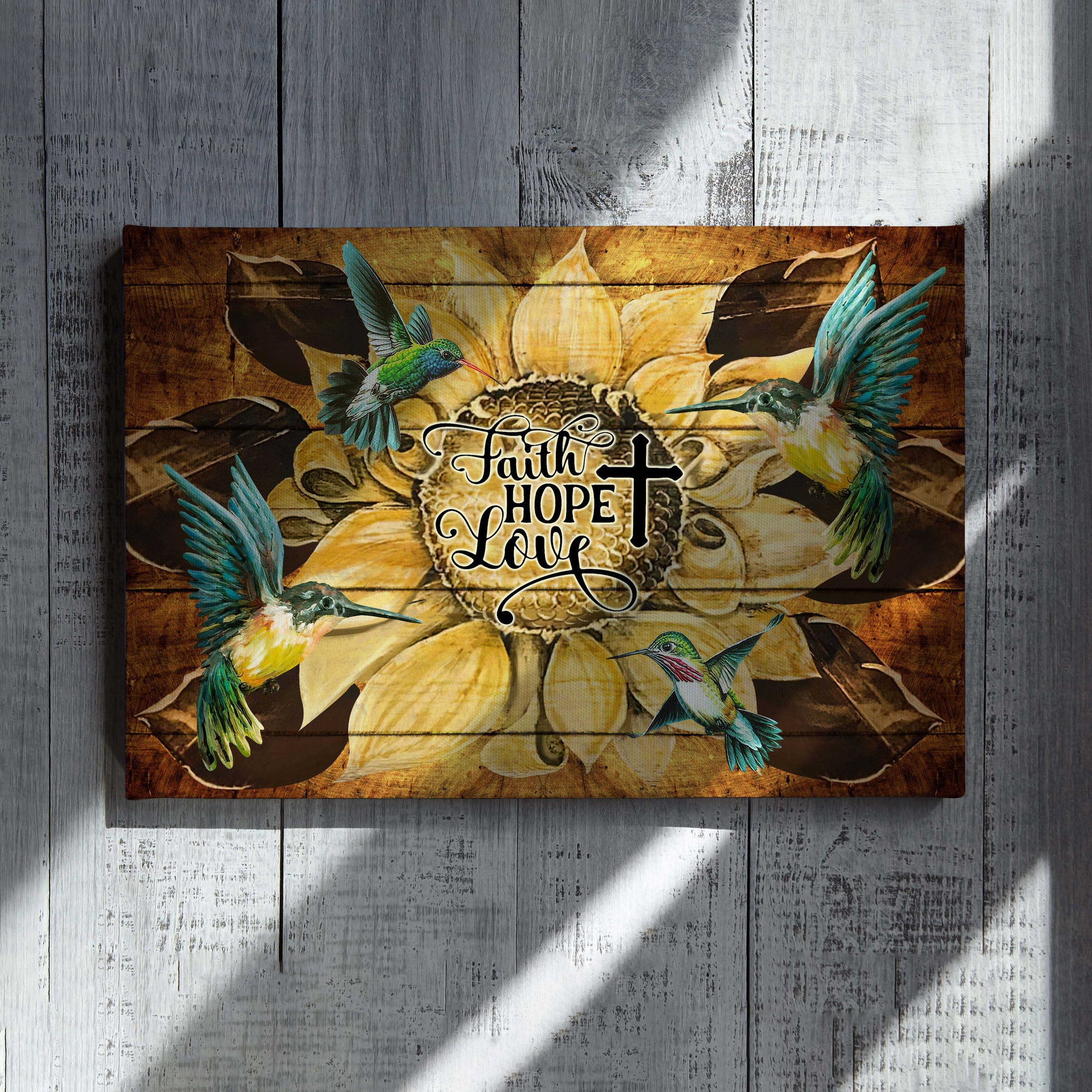 Faith Hope love Canvas, Sunflower Canvas, Hummingbird Canvas, Canvas Prints