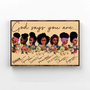 God Says You Are Canvas, Black Woman Canvas, Wall Art Canvas