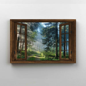 Forest Canvas, Rustic Window Canvas, Wall Art Canvas, Gift Canvas, Christmas Canvas