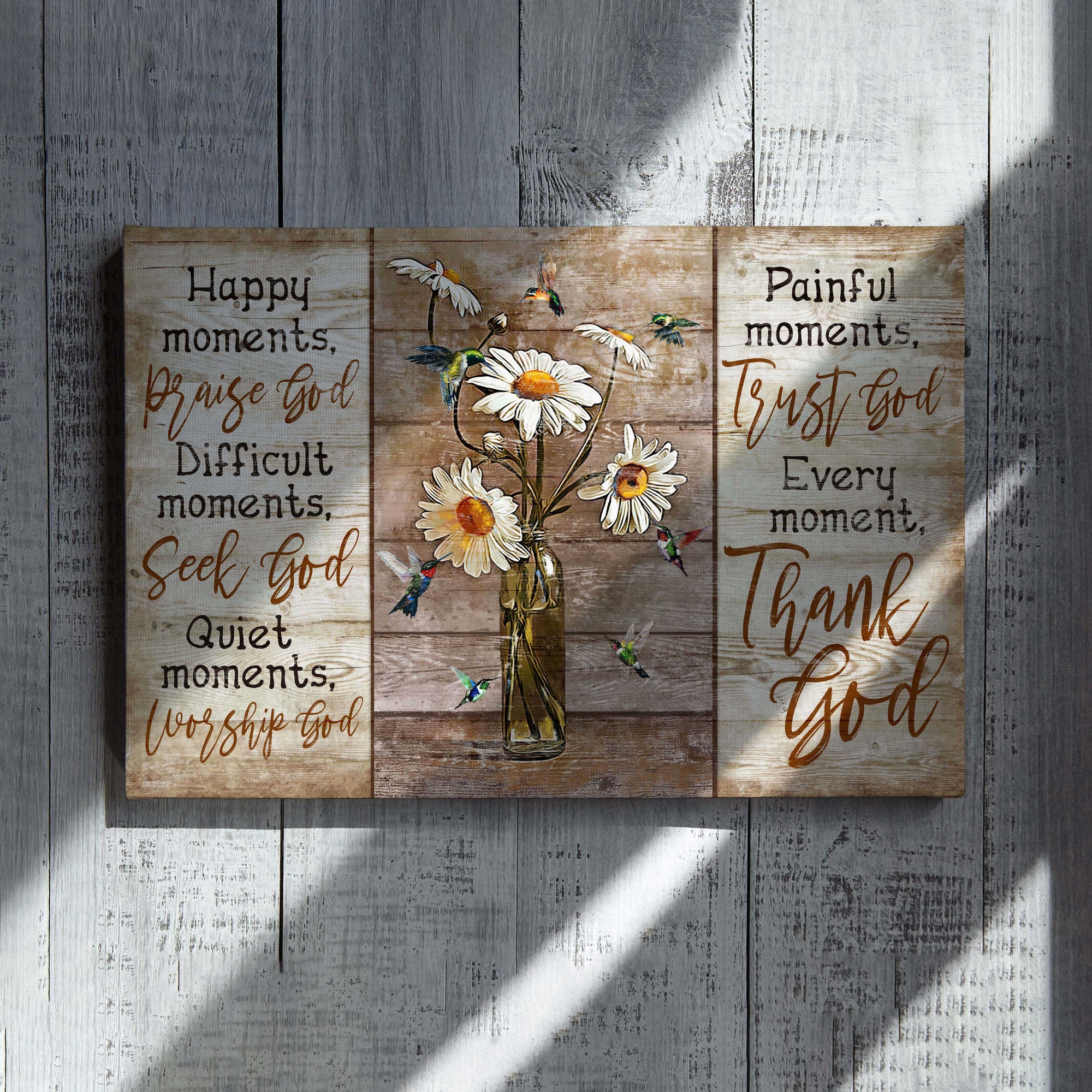 Trust God Thank God Canvas, Sunflower Canvas, Hummingbird Canvas, Canvas Prints