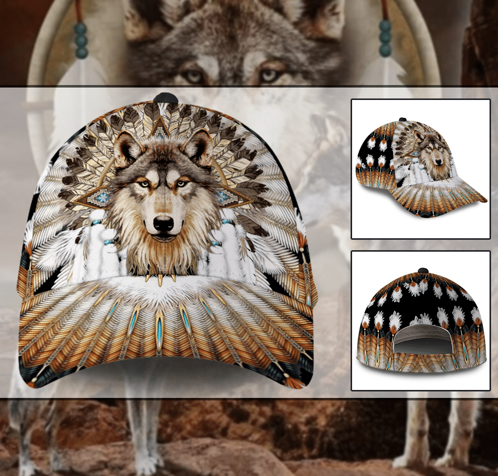 Wolf Native American Hat Classic Cap HYL106045Pb