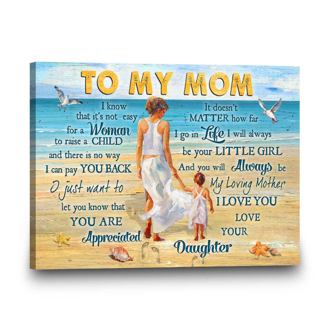 Mom And Daughter At Beach Canvas Gift For Mother's Day Gifts To My Mom
