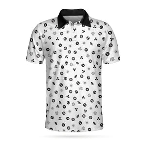 Cryptocurrency Pattern Polo Shirt, Black And White Bitcoin Polo Shirt, Best Cryptocurrency Shirt For Men