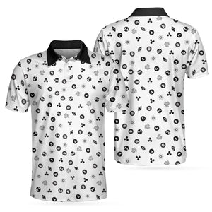 Cryptocurrency Pattern Polo Shirt, Black And White Bitcoin Polo Shirt, Best Cryptocurrency Shirt For Men