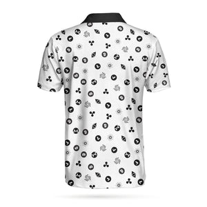 Cryptocurrency Pattern Polo Shirt, Black And White Bitcoin Polo Shirt, Best Cryptocurrency Shirt For Men