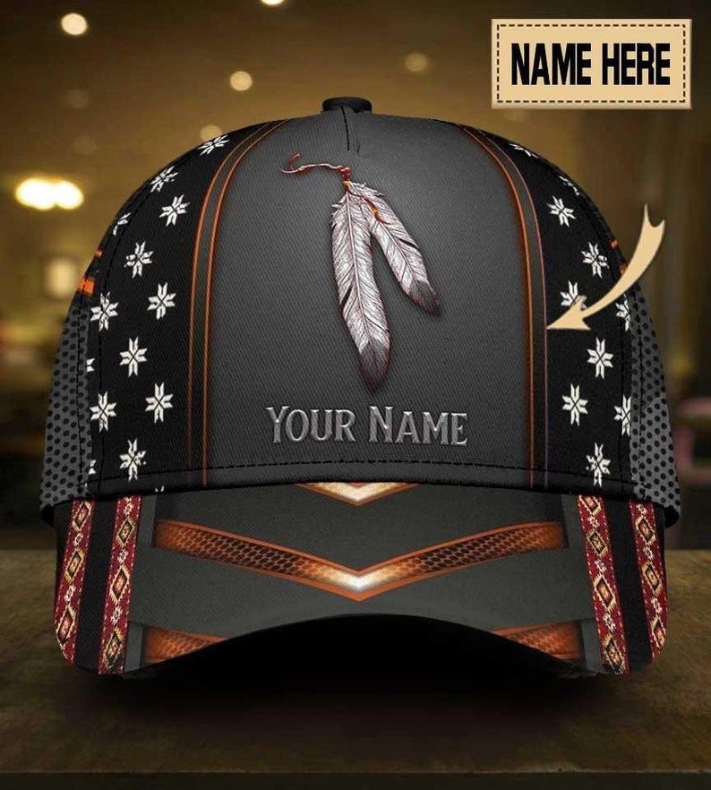 Personalized Custom Name Native American Proud Native Blood American Hat Classic Cap 3D, Gift