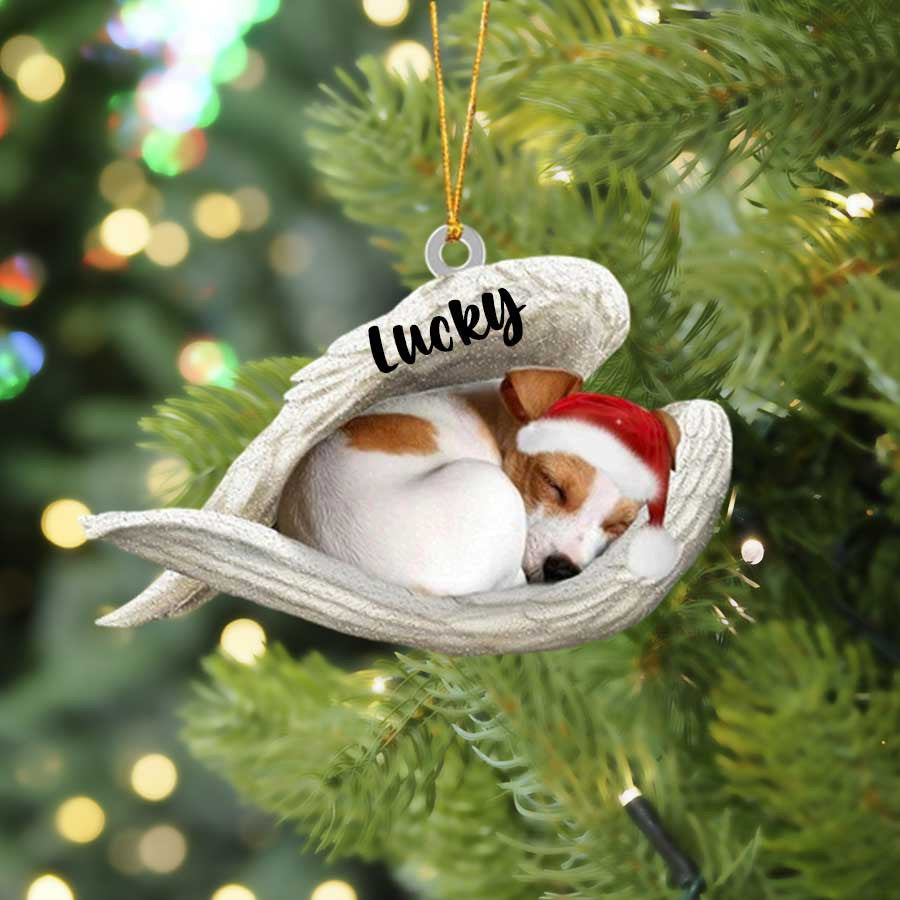 Personalized Jack Russell Terrier Sleeping Angel Christmas Ornament