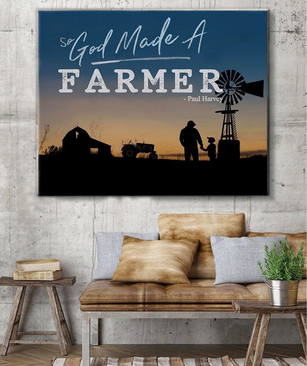 So God Jesus Made A Farmer DadSon Canvas