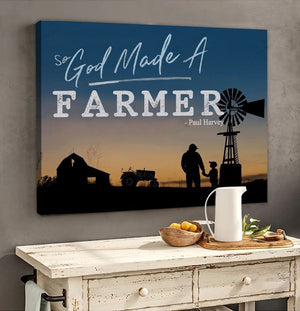 So God Jesus Made A Farmer DadSon Canvas