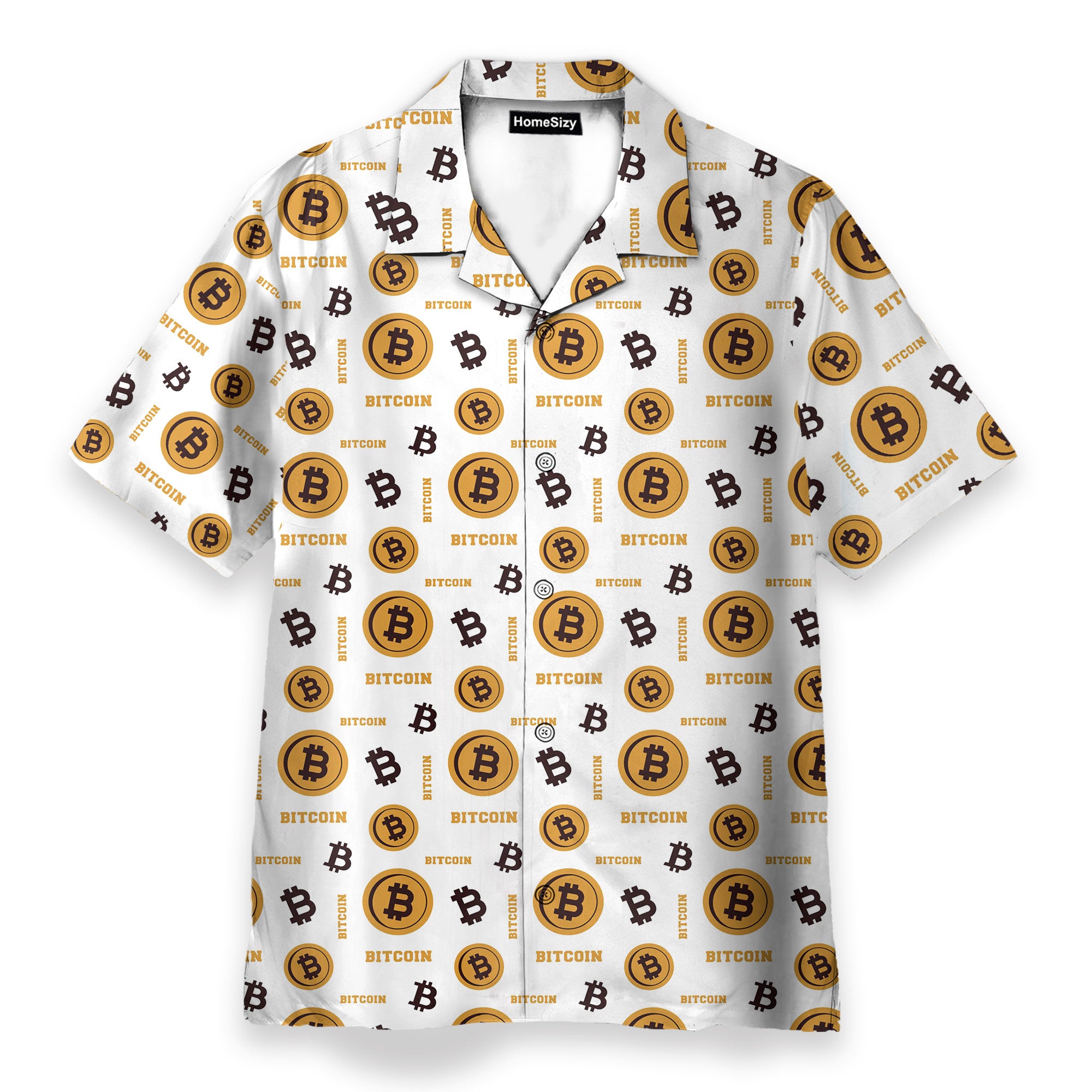 Bitcoin Seamless Pattern In White Background - Hawaiian Shirt