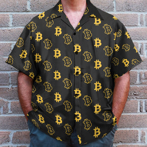 Seamless Bitcoin Men's Button's Up Shirts - Hawaiian Shirt