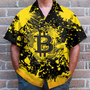 Yellow And Black Bitcoin Cryptocurrency - Hawaiian Shirt