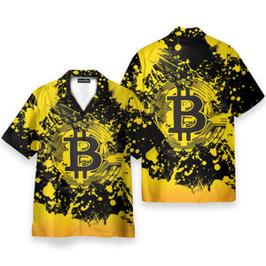 Yellow And Black Bitcoin Cryptocurrency - Hawaiian Shirt