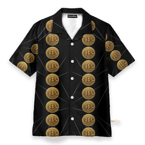 Luxury Golden Bitcoin Men's Button's Up Shirts - Hawaiian Shirt