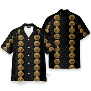 Luxury Golden Bitcoin Men's Button's Up Shirts - Hawaiian Shirt