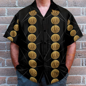 Luxury Golden Bitcoin Men's Button's Up Shirts - Hawaiian Shirt