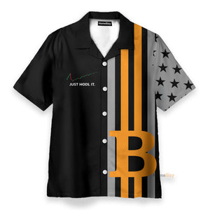 Bitcoin Just Hold It Men's Button's Up Shirts - Hawaiian Shirt