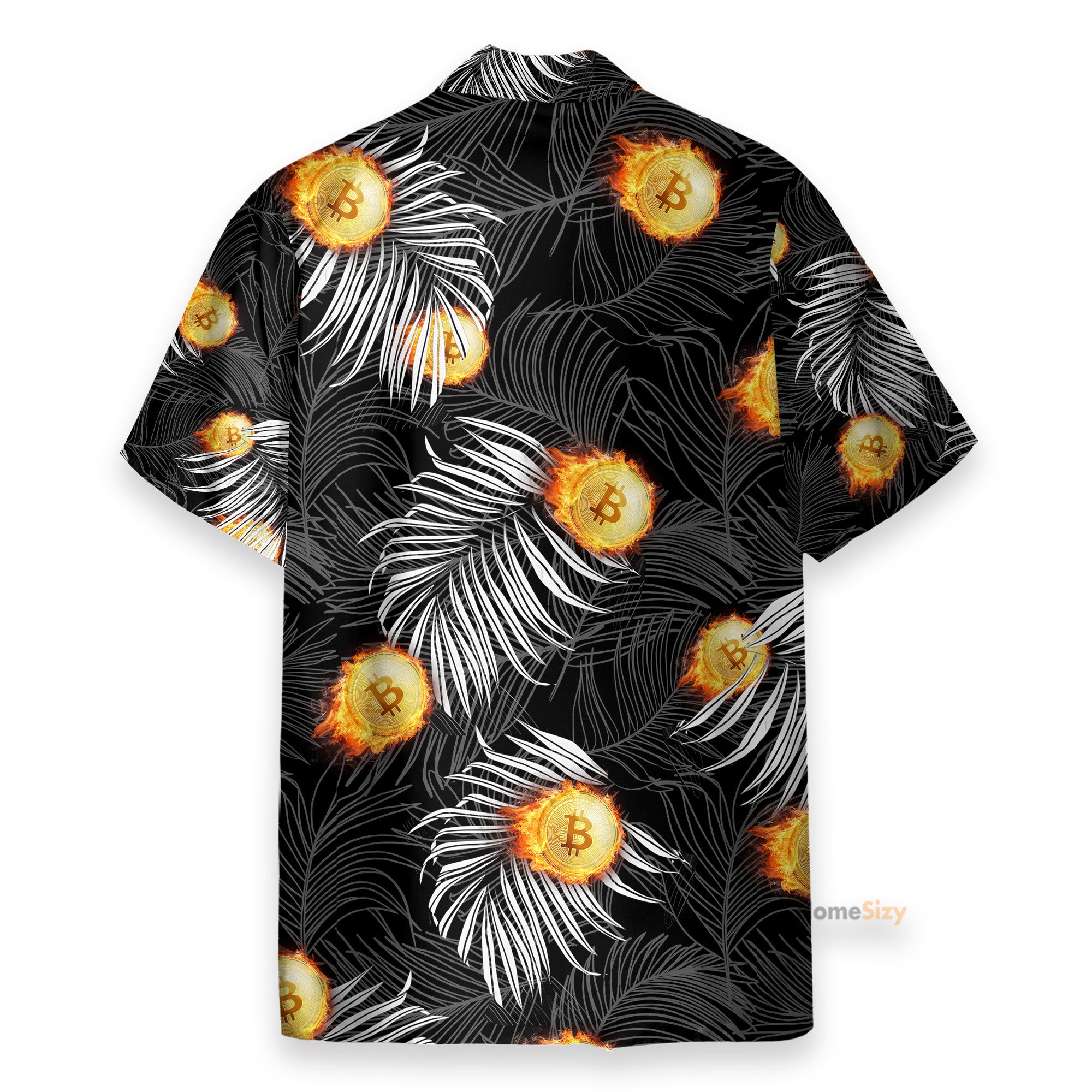 Bitcoin Flame And Tropical Pattern - Hawaiian Shirt