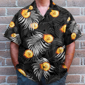 Bitcoin Flame And Tropical Pattern - Hawaiian Shirt