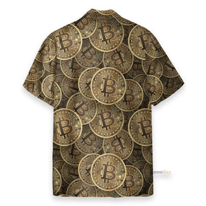 Realistic Seamless Bitcoin Cryptocurrency - Hawaiian Shirt