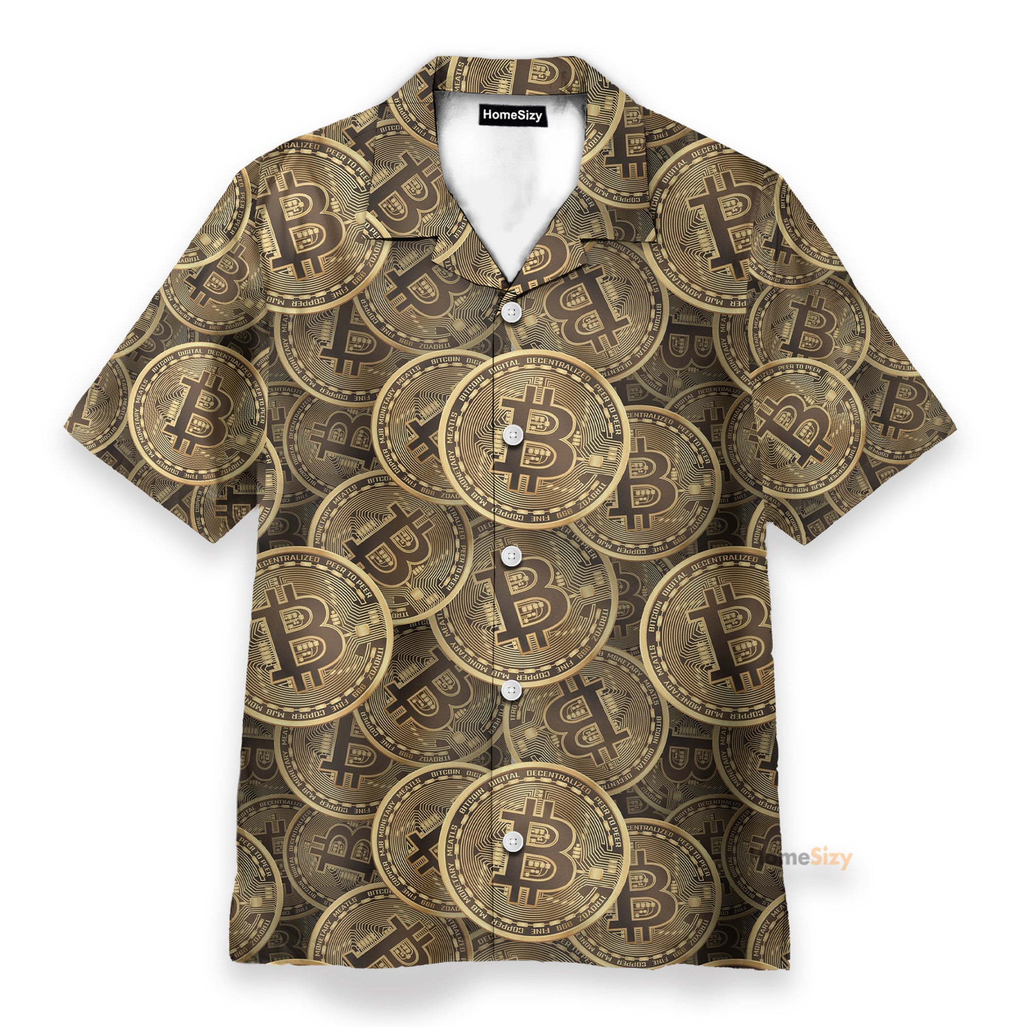 Realistic Seamless Bitcoin Cryptocurrency - Hawaiian Shirt