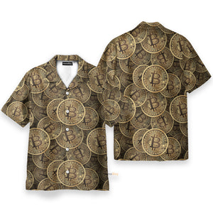 Realistic Seamless Bitcoin Cryptocurrency - Hawaiian Shirt