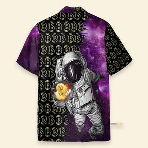 Astronaut Handles Bitcoin In The Galaxy - Hawaiian Shirt