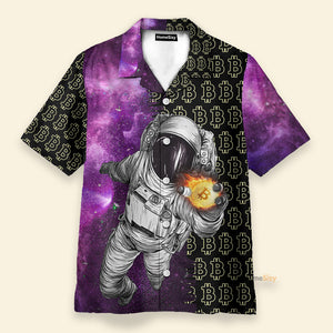 Astronaut Handles Bitcoin In The Galaxy - Hawaiian Shirt