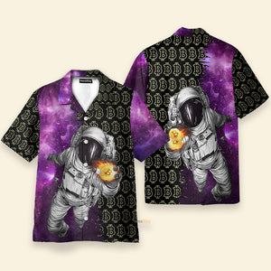 Astronaut Handles Bitcoin In The Galaxy - Hawaiian Shirt