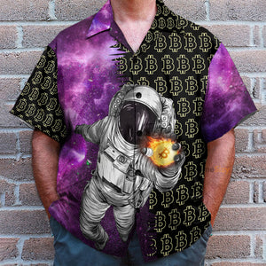 Astronaut Handles Bitcoin In The Galaxy - Hawaiian Shirt