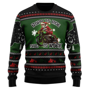 Santa Born To Ride Ugly Christmas Sweater