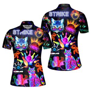 Rolling With My Homies Cats Bowling Neon Cat Bowling Polo Shirt