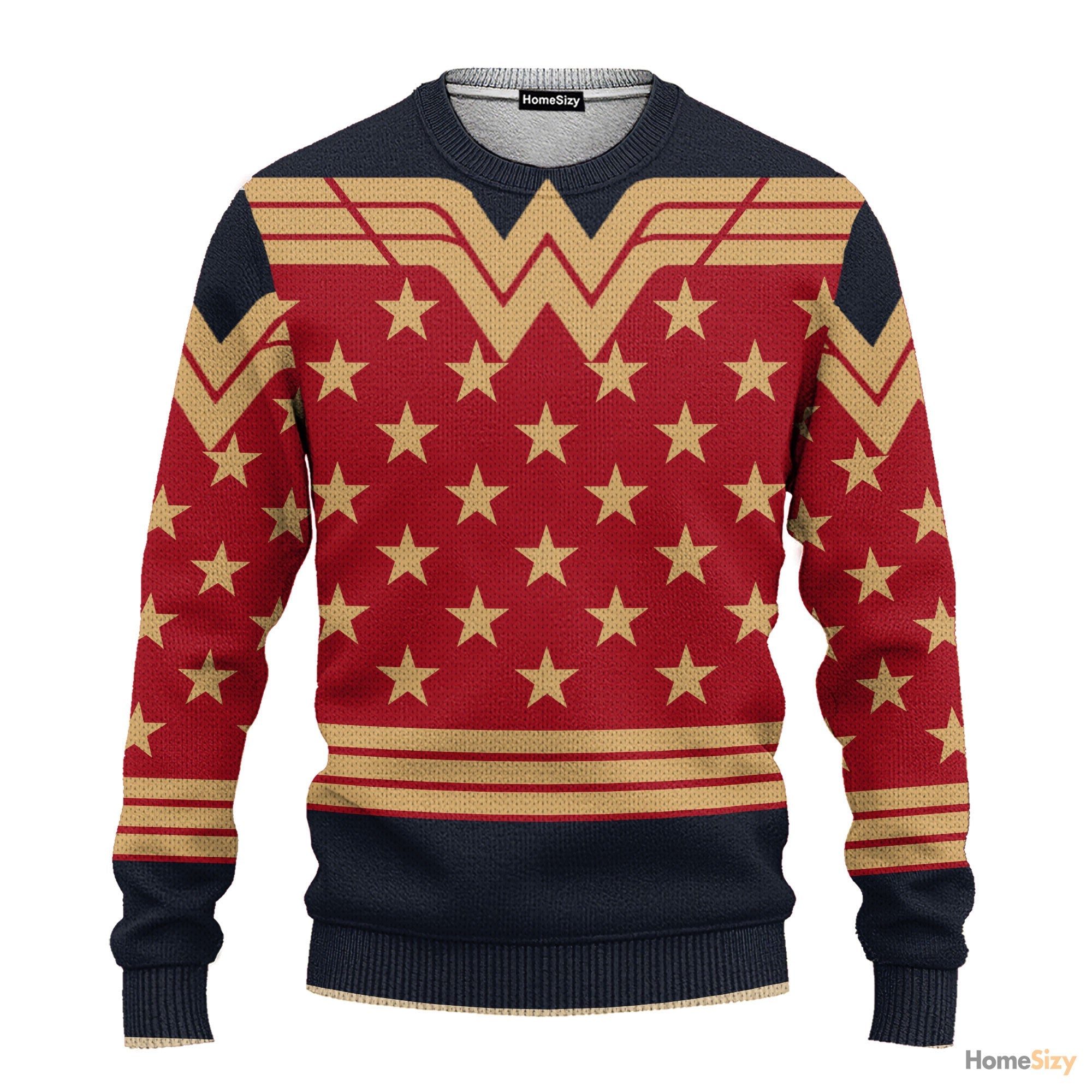 Adult Wonder Woman Dark Blue Ugly Christmas Sweater