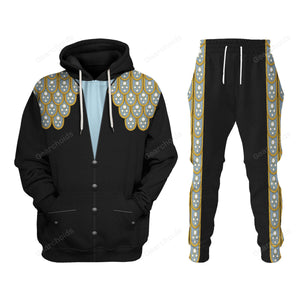 Elvis Armadillo suit in Blue on Black - Costume Cosplay Hoodie Sweatshirt Sweatpants