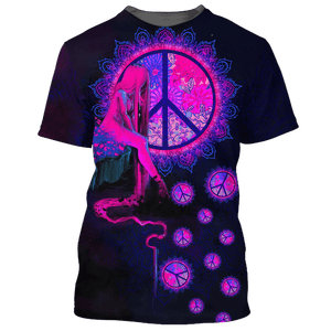 Hippie Girl Watching The World Outside The Window - T-Shirt