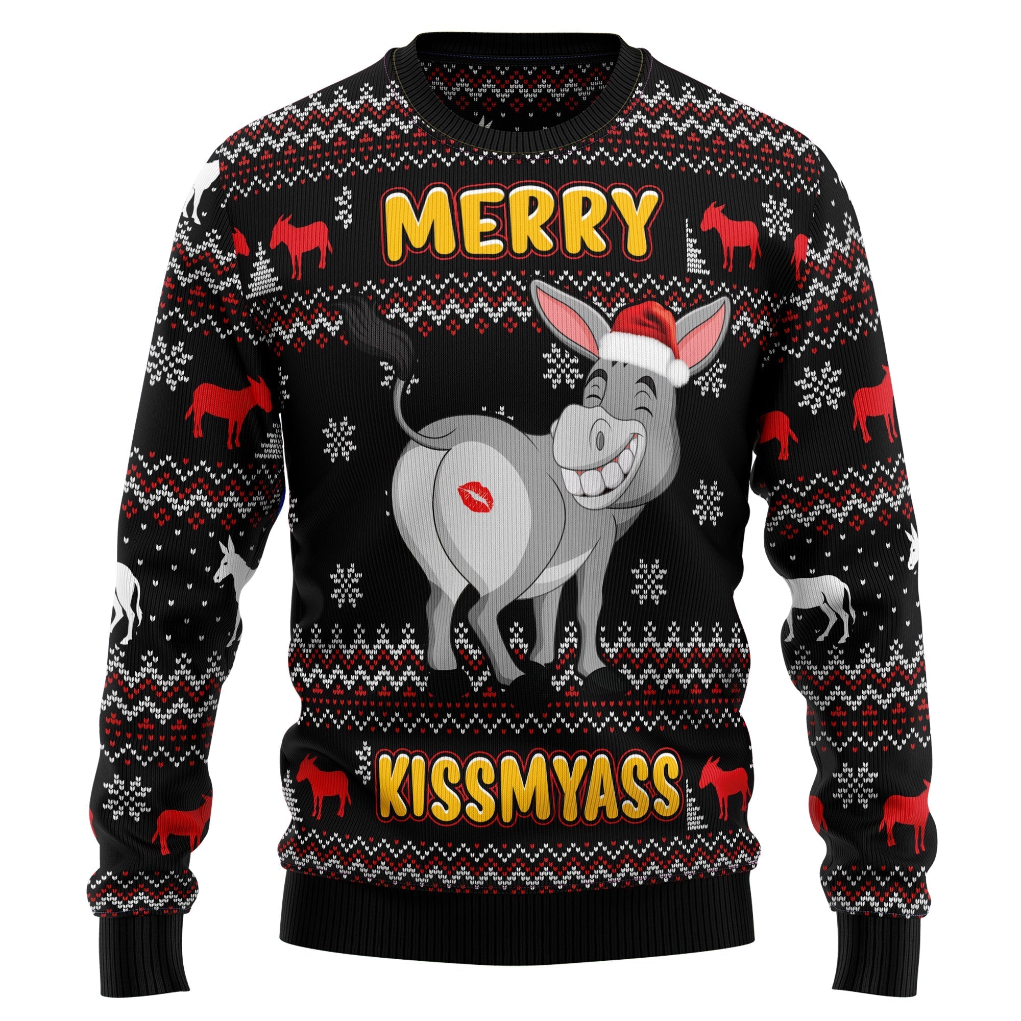 Donkeys Merry Kissmyass Ugly Christmas Sweater