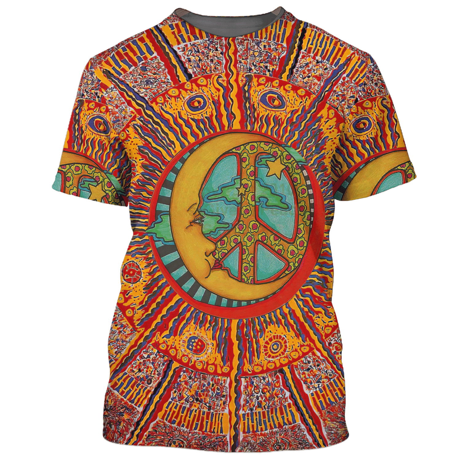 Hippie Aboriginal Pattern Moon Peace - T-Shirt