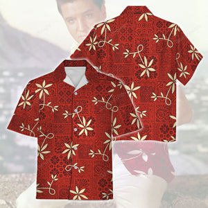 Elvis Red Flower Pattern - Costume Cosplay Hawaiian Shirt