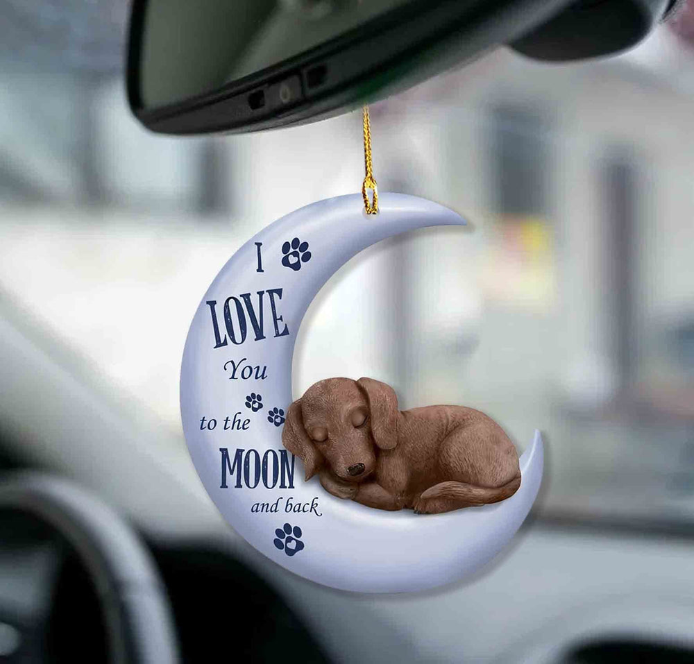 Dachshund Moon Back Two Sided Ornament - Gift For Dog Lover