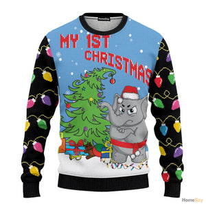 3D Printed 1st Elephant Ugly Sweater - Best Gift For Christmas