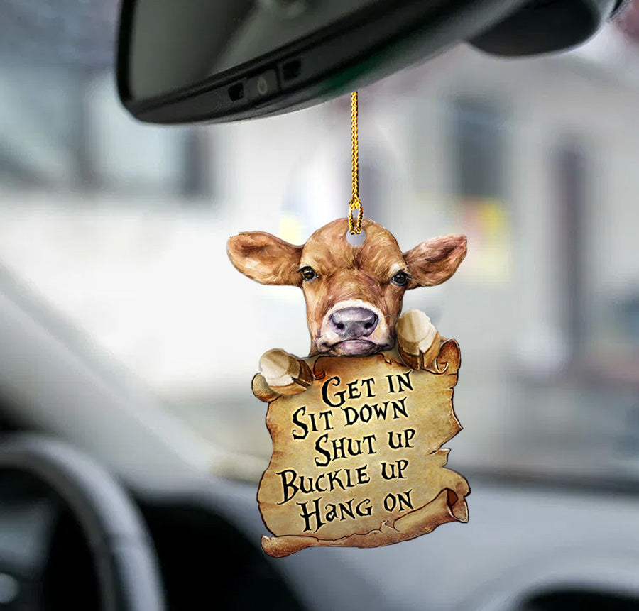 Cow get in two sided ornament