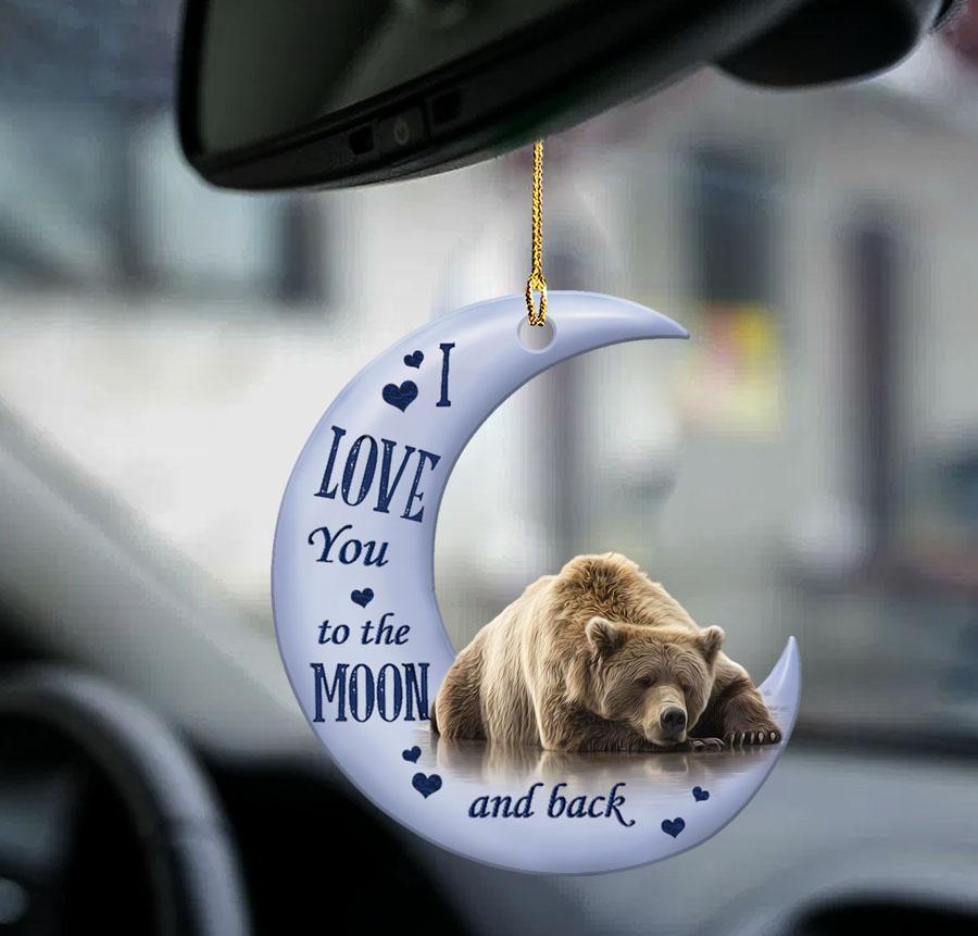 Grizzly Bear Moon Back Two Sided Ornament - Gift For Bear Lover