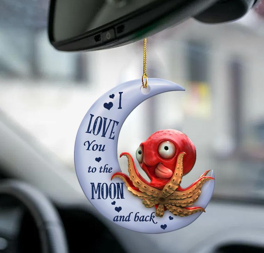 Octopus Moon Back Two Sided Ornament - Gift For Octopus Lover