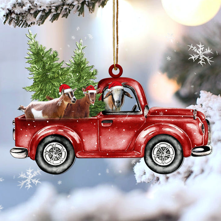 Sloth Red Car Christmas Ornament