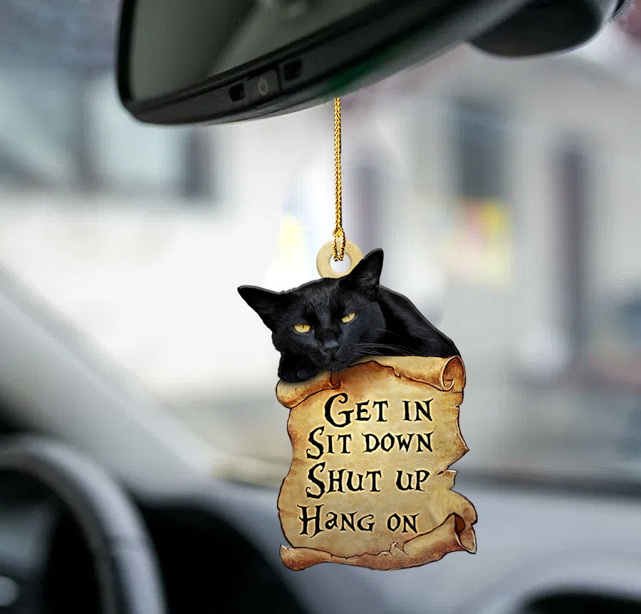 Black kitty get in gift for cat lover two sided ornament cus