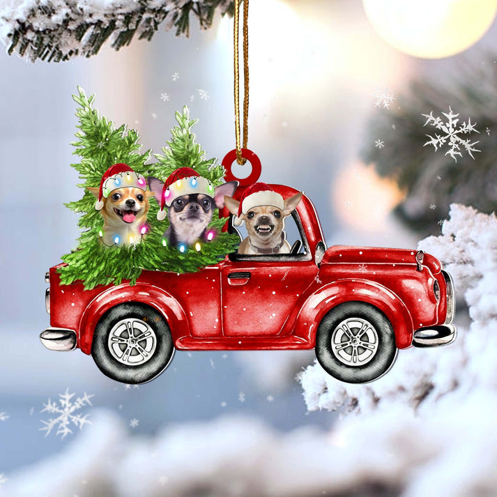 Chihuahua Red Car Christmas Ornament