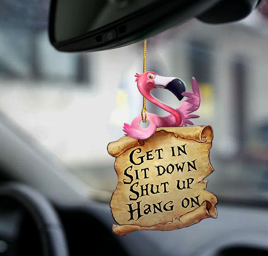 Get In Flamingo Two Sided Ornament For Car