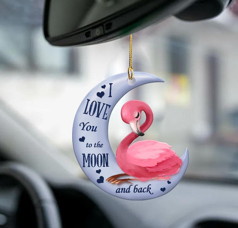 Flamingo Moon Back Two Sided Ornament - Gift For Bird Lovers